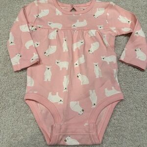 Pekkle Pink Polar Bear Print Kids One Piece